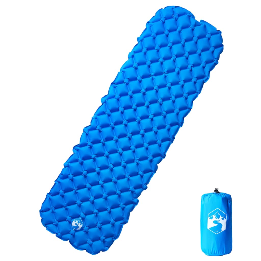 Materasso Campeggio Gonfiabile 1 Persona Blu Marino 190x58x6 cm