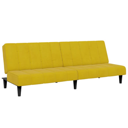 Divano Letto 2 Posti con Sgabello Giallo in Velluto