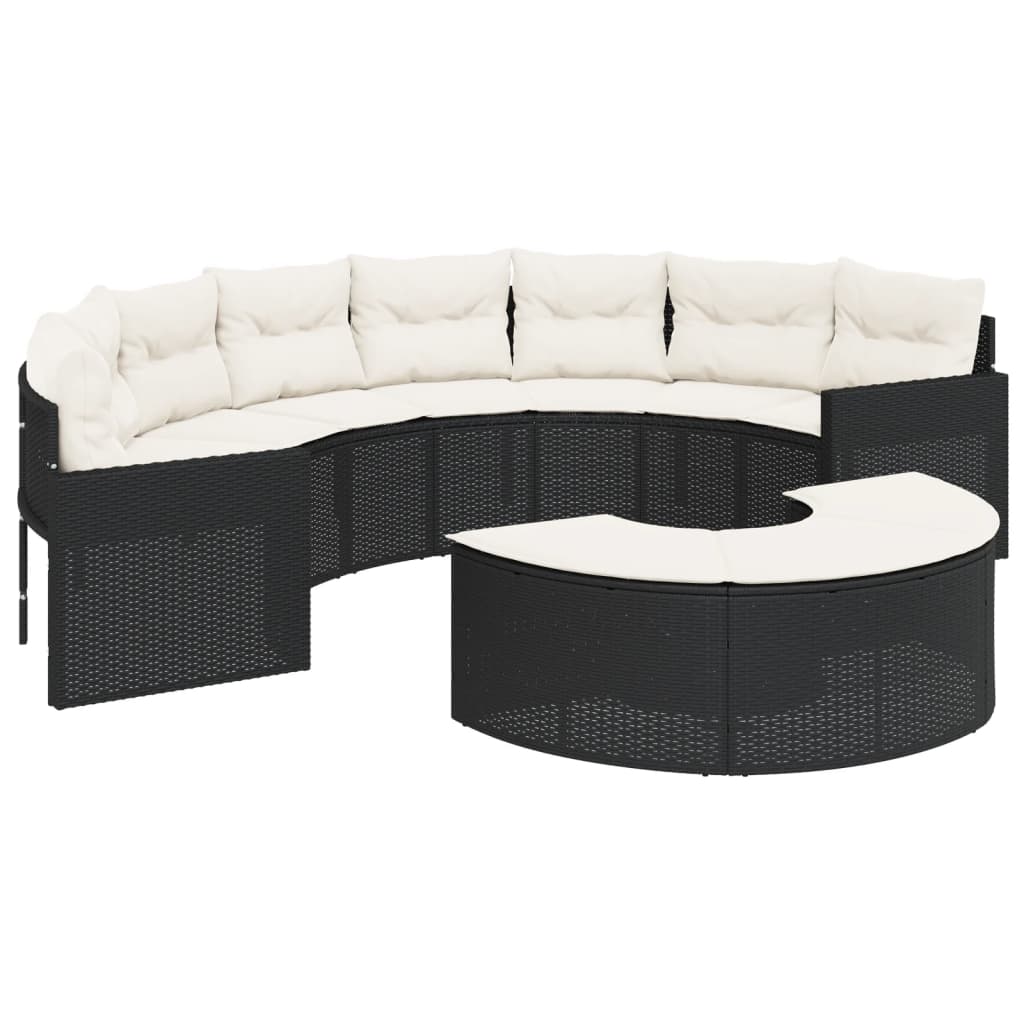 Set Divani da Giardino Semicircolare 2 pz in Polyrattan Nero