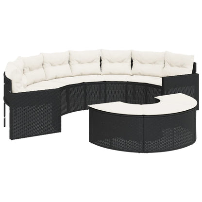Set Divani da Giardino Semicircolare 2 pz in Polyrattan Nero