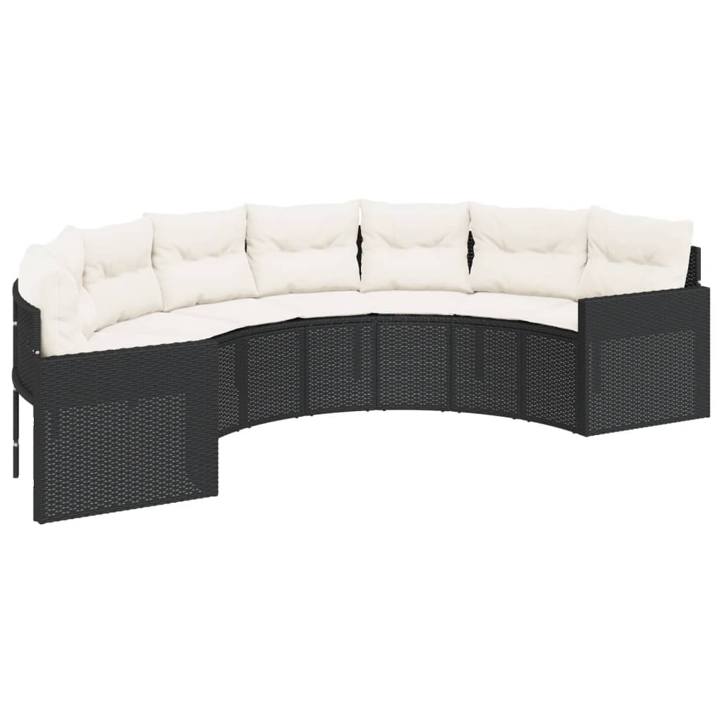Set Divani da Giardino Semicircolare 2 pz in Polyrattan Nero