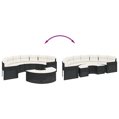 Set Divani da Giardino Semicircolare 2 pz in Polyrattan Nero