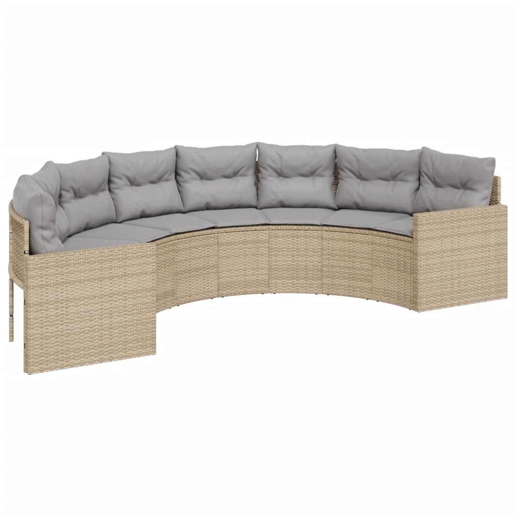 Set Divani da Giardino Semicircolare 2 pz in Polyrattan Beige