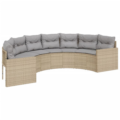 Set Divani da Giardino Semicircolare 2 pz in Polyrattan Beige