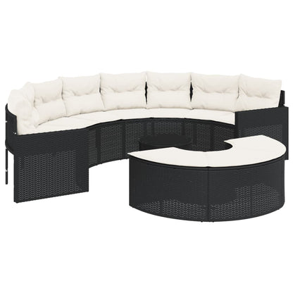 Set Divani da Giardino Semicircolare 3 pz in Polyrattan Nero
