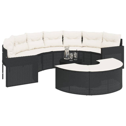 Set Divani da Giardino Semicircolare 3 pz in Polyrattan Nero