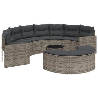 Set Divani da Giardino Semicircolare 3 pz in Polyrattan Grigio
