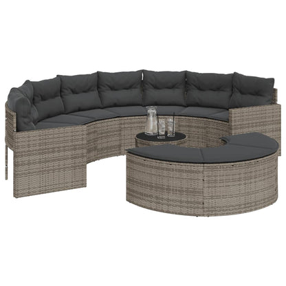 Set Divani da Giardino Semicircolare 3 pz in Polyrattan Grigio