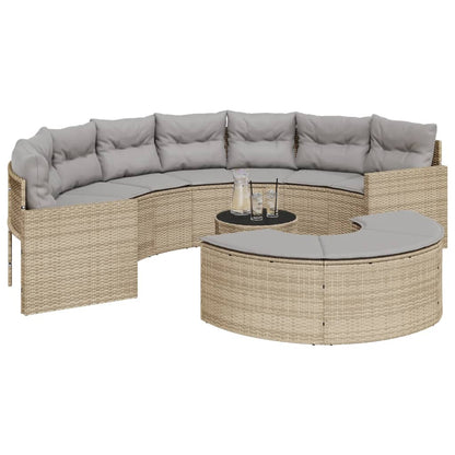 Set Divani da Giardino Semicircolare 3 pz in Polyrattan Beige