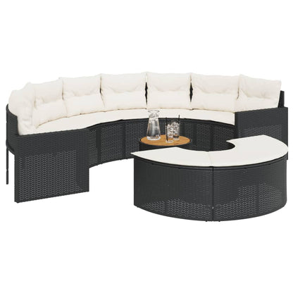 Set Divani da Giardino Semicircolare 3 pz in Polyrattan Nero