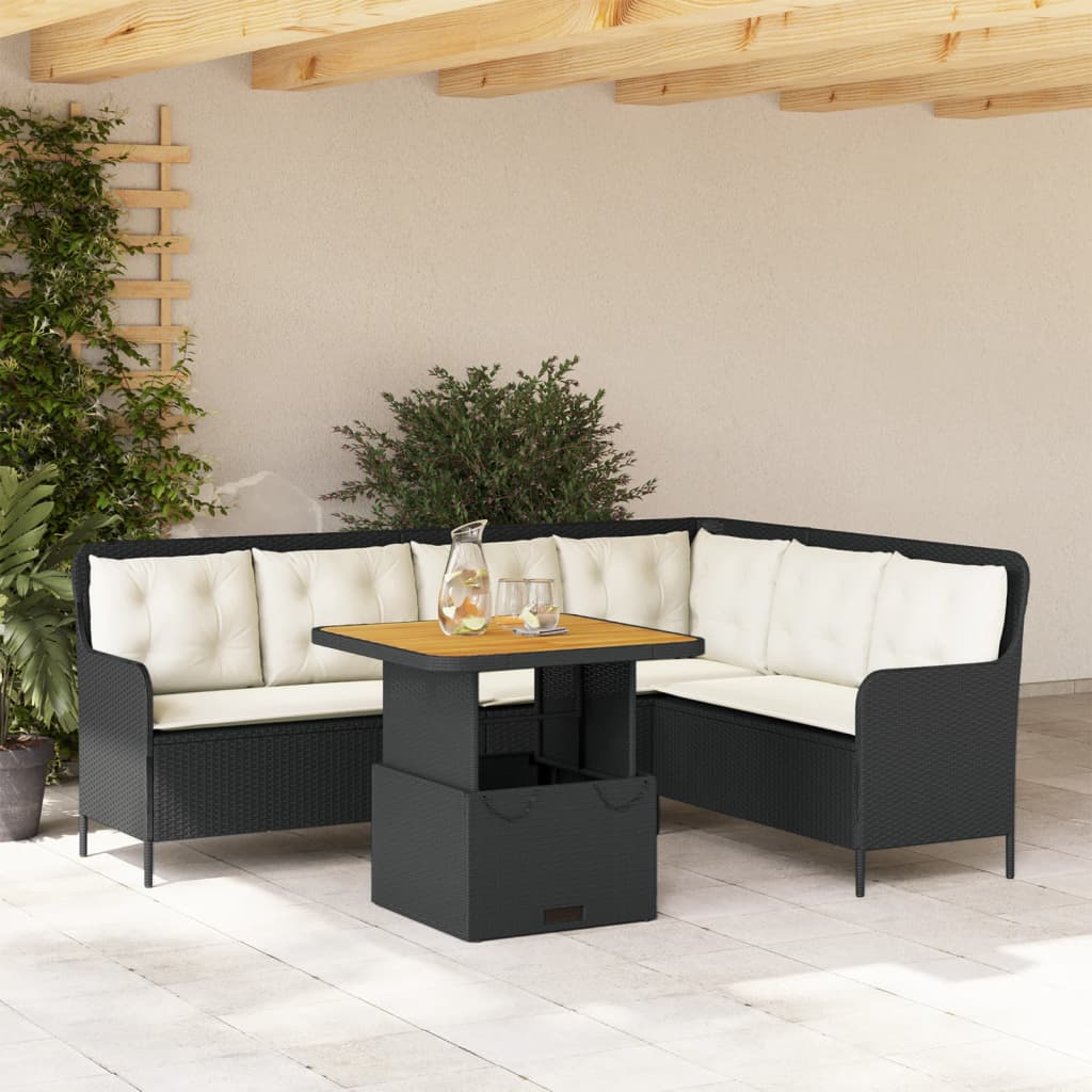 Set Divani da Giardino 2 pz con Cuscini in Polyrattan Nero