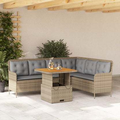 Set Divani da Giardino 2 pz con Cuscini Beige in Polyrattan