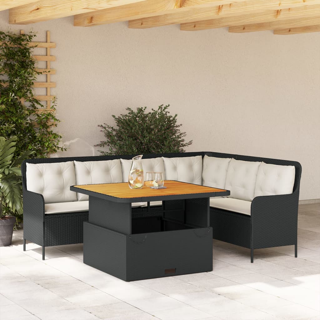 Set Divani da Giardino 2 pz con Cuscini in Polyrattan Nero