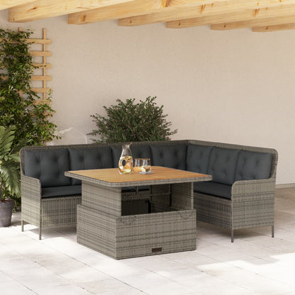 Set Divano da Giardino 2 pz con Cuscini Grigio in Polyrattan