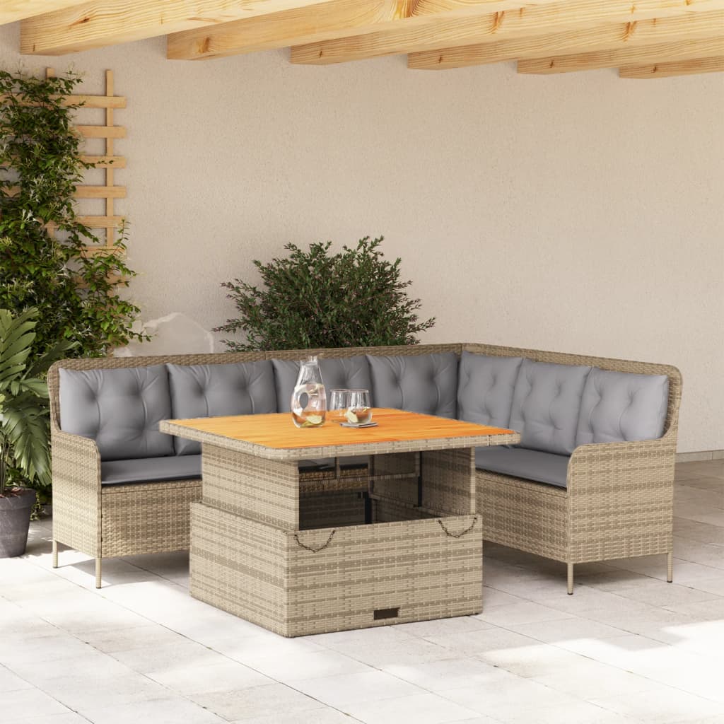 Set Divani da Giardino 2 pz con Cuscini Beige in Polyrattan