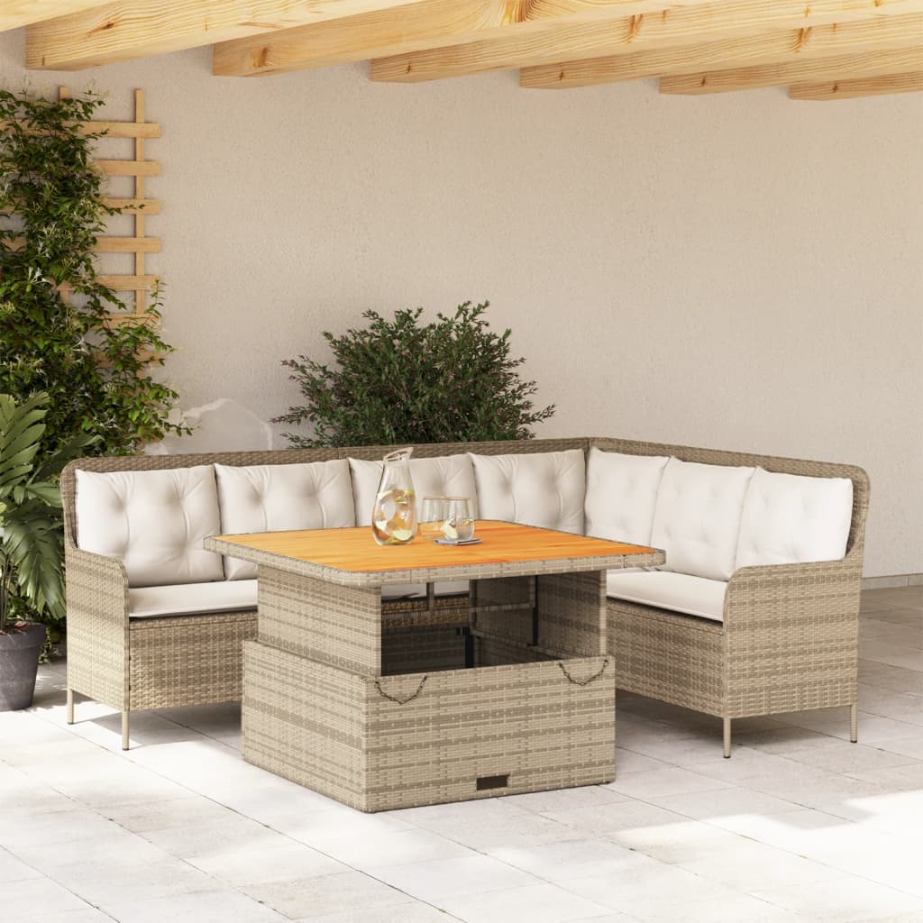 Set Divani da Giardino 2 pz con Cuscini Beige in Polyrattan