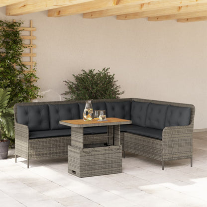 Set Divano da Giardino 2 pz con Cuscini Grigio in Polyrattan