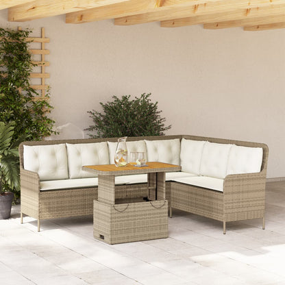 Set Divani da Giardino 2 pz con Cuscini Beige in Polyrattan