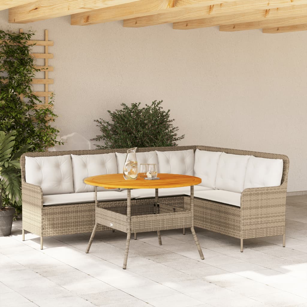Set Divani da Giardino 2 pz con Cuscini Beige in Polyrattan