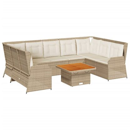Set Divani da Giardino 7 pz con Cuscini in Polyrattan Beige