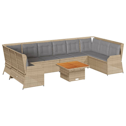 Set Divani da Giardino 7 pz con Cuscini in Polyrattan Beige