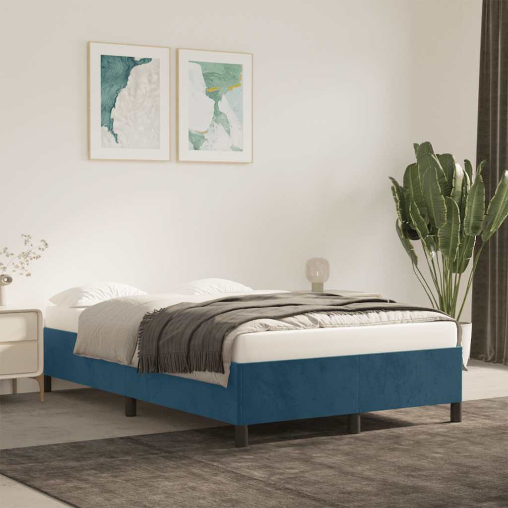 Giroletto senza Materasso Blu Scuro 120x190 cm Velluto