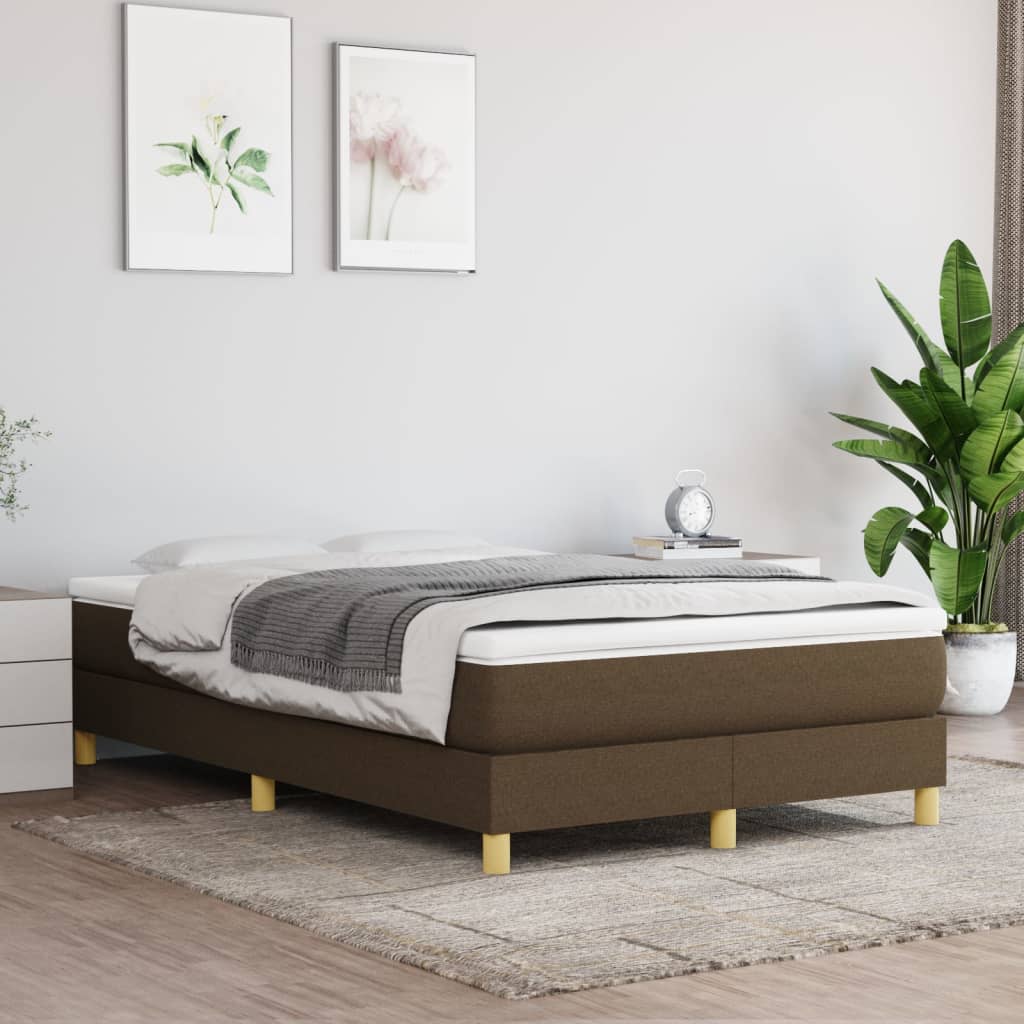Giroletto a Molle con Materasso Marrone Scuro 120x190cm Tessuto