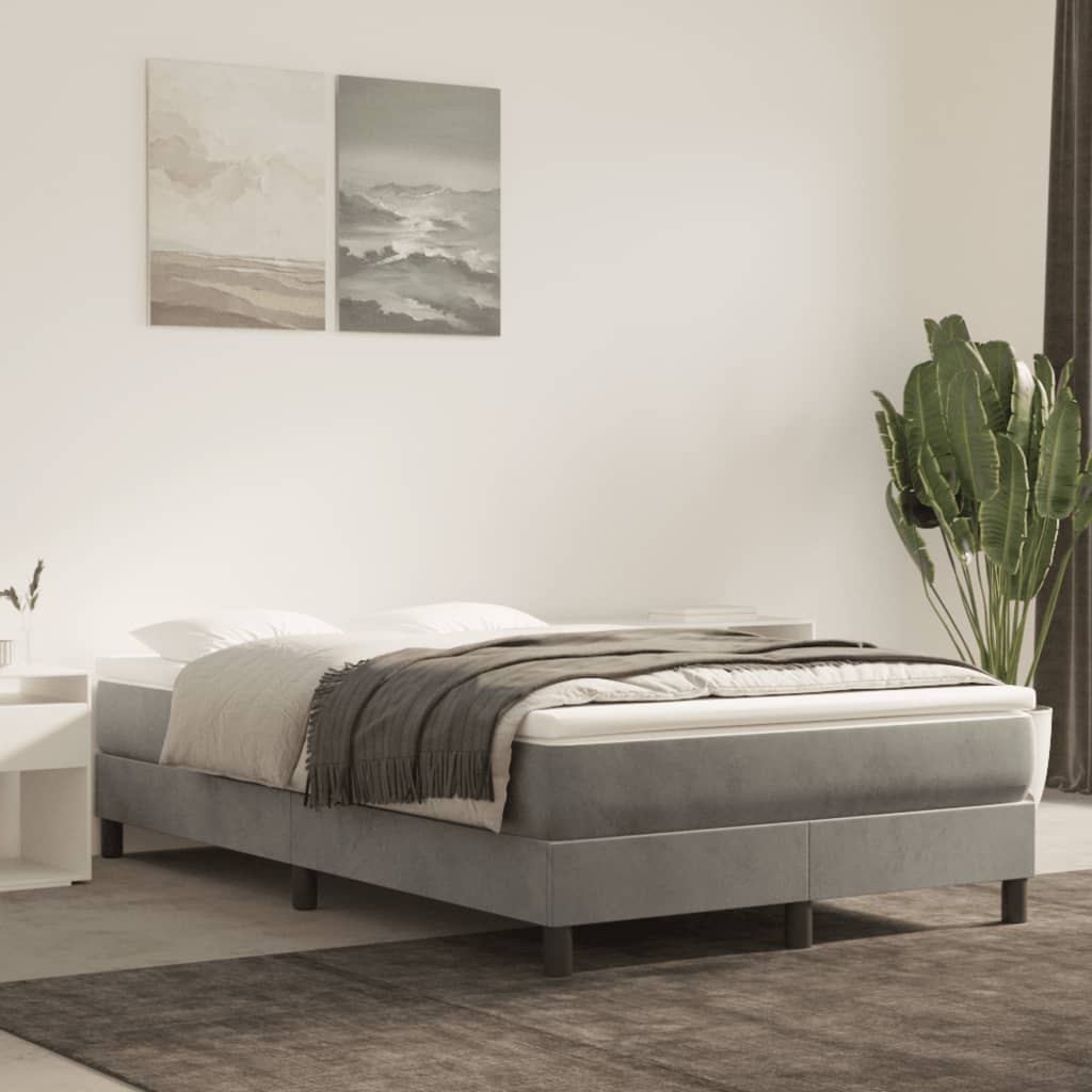 Giroletto a Molle con Materasso Grigio Chiaro 120x190cm Velluto