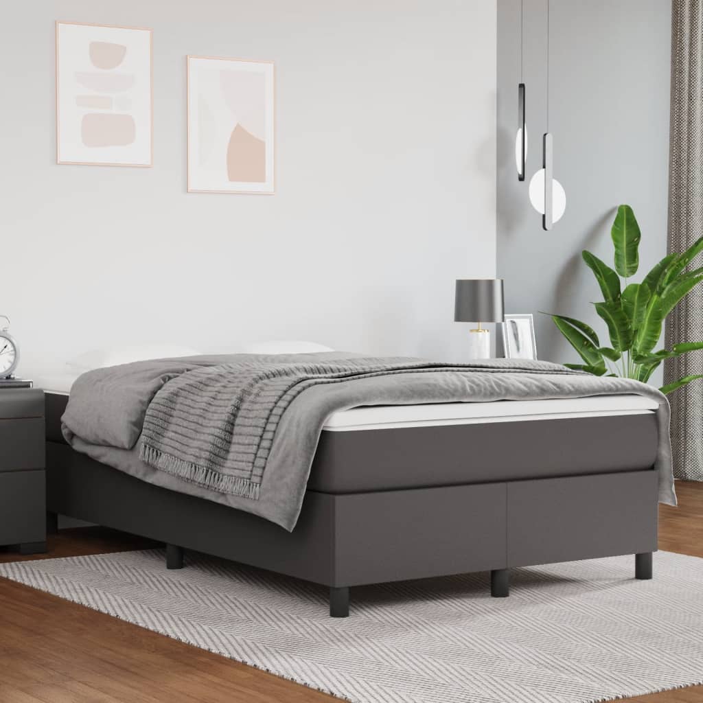 Giroletto a Molle con Materasso Grigio 120x190 cm in Similpelle