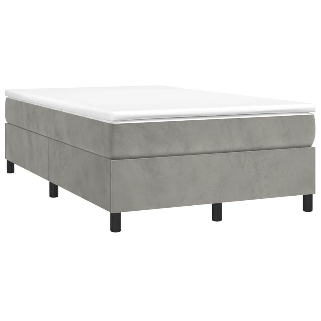 Giroletto a Molle con Materasso Grigio Chiaro 120x190cm Velluto