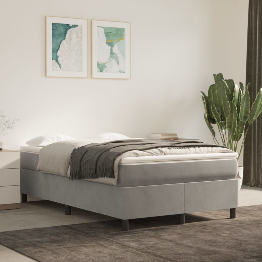 Giroletto a Molle con Materasso Grigio Chiaro 120x190cm Velluto