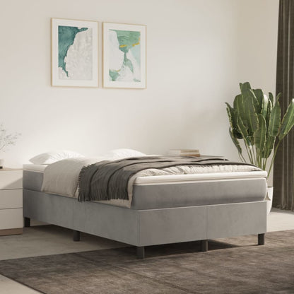 Giroletto a Molle con Materasso Grigio Chiaro 120x190cm Velluto