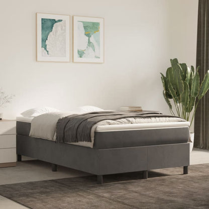 Giroletto a Molle con Materasso Grigio Scuro 120x190 cm Velluto