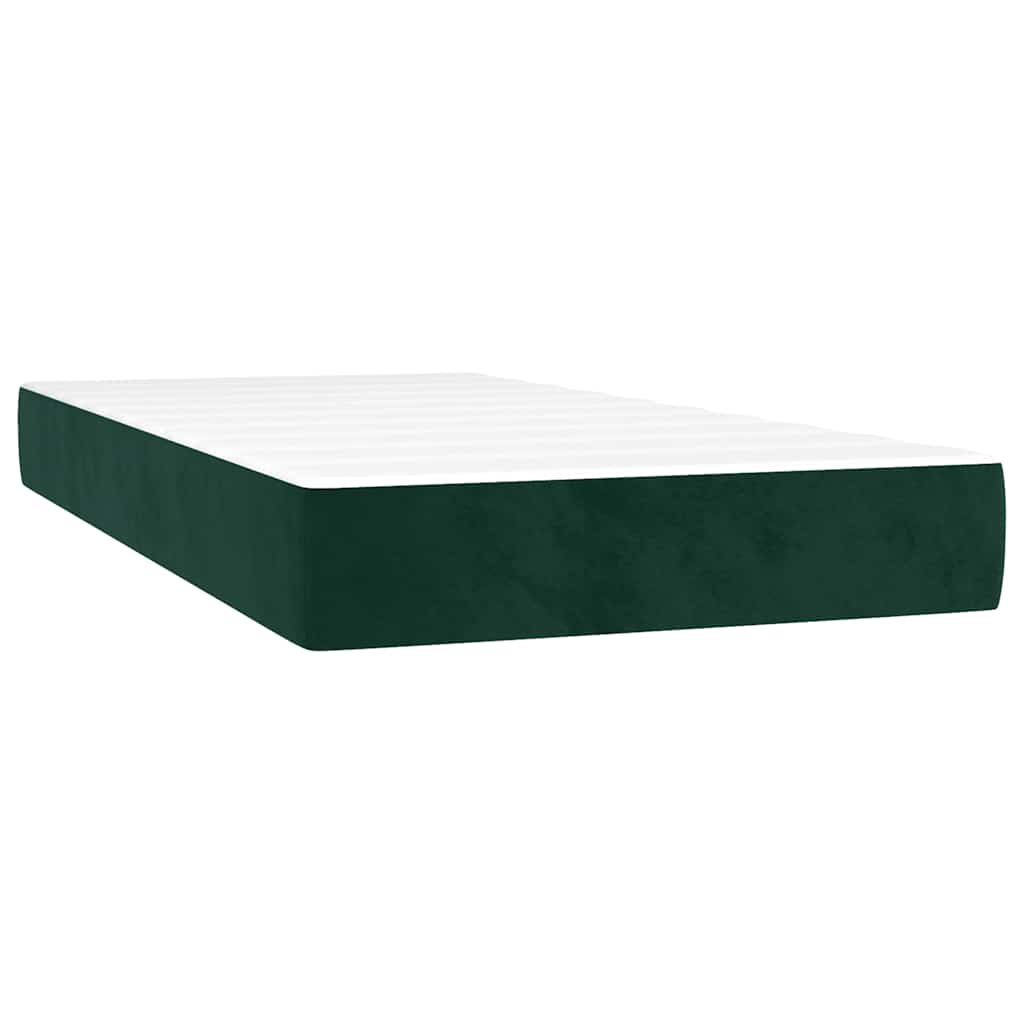 Giroletto a Molle con Materasso Verde Scuro 120x190 cm Velluto