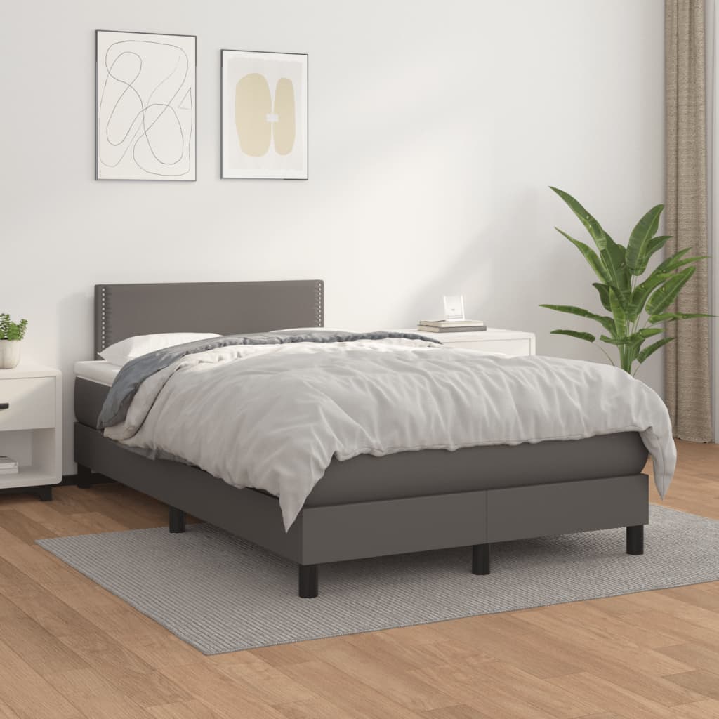 Giroletto a Molle con Materasso Grigio 120x190 cm in Similpelle