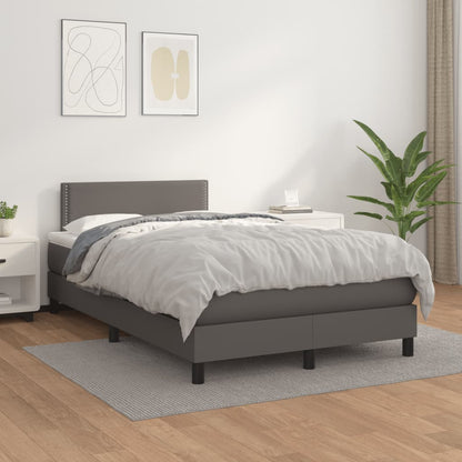 Giroletto a Molle con Materasso Grigio 120x190 cm in Similpelle