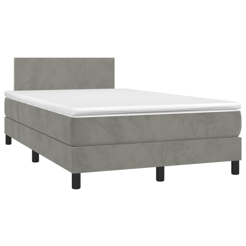 Giroletto a Molle con Materasso Grigio Chiaro 120x190cm Velluto