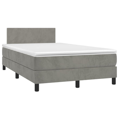 Giroletto a Molle con Materasso Grigio Chiaro 120x190cm Velluto