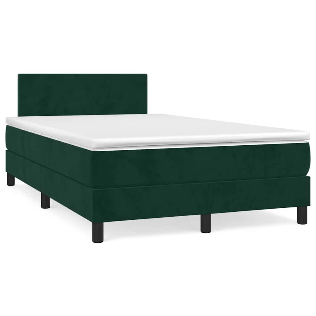 Giroletto a Molle con Materasso Verde Scuro 120x190 cm Velluto