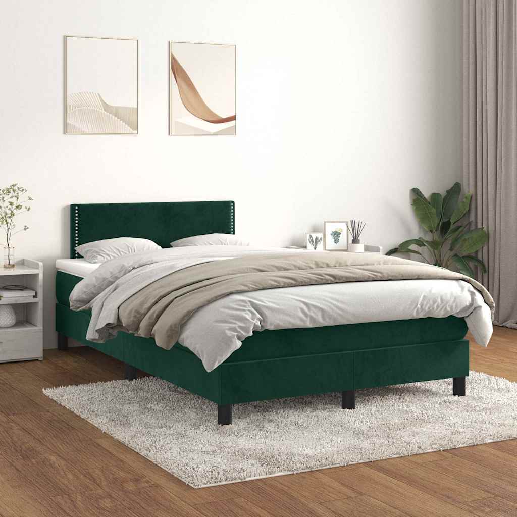 Giroletto a Molle con Materasso Verde Scuro 120x190 cm Velluto