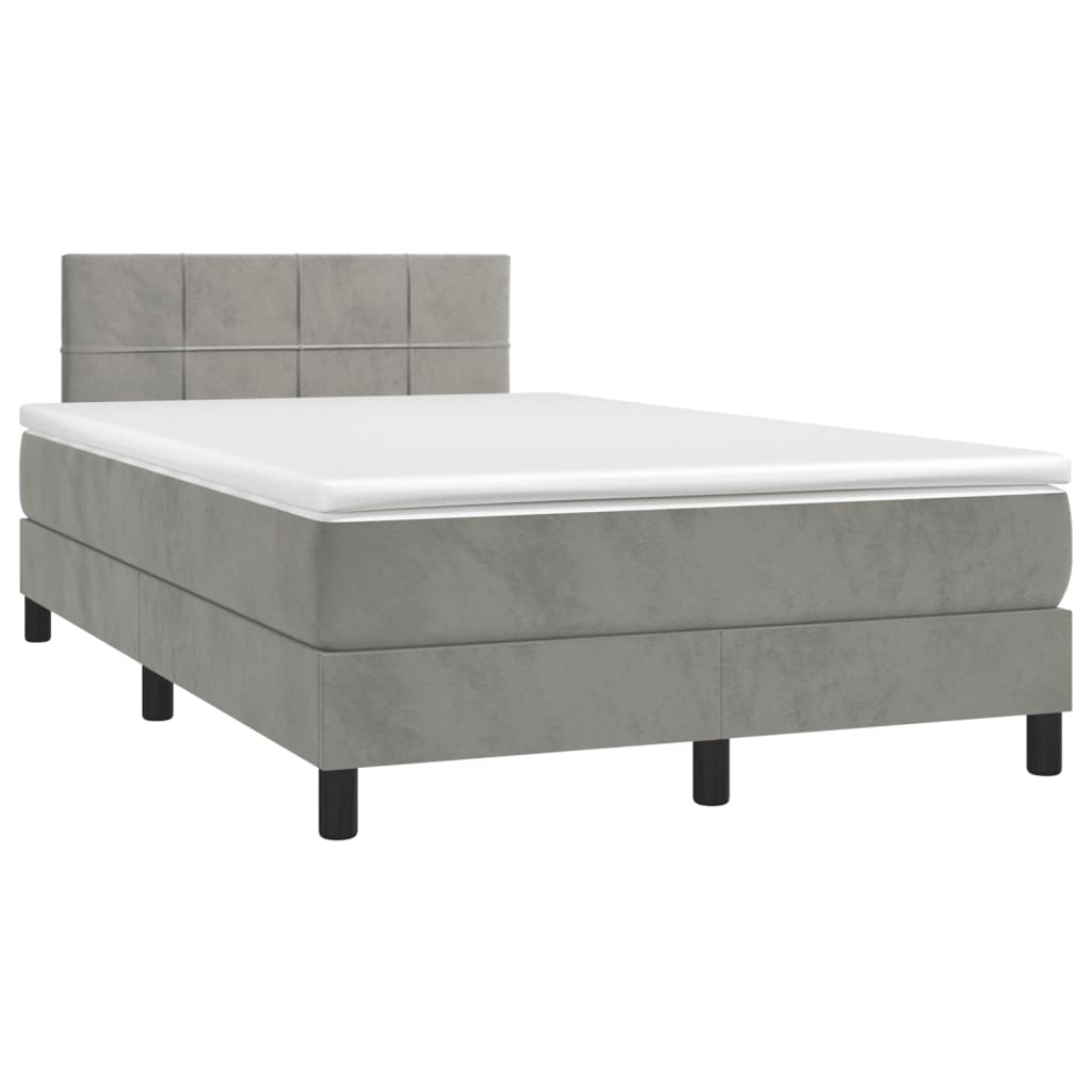 Giroletto a Molle con Materasso Grigio Chiaro 120x190cm Velluto