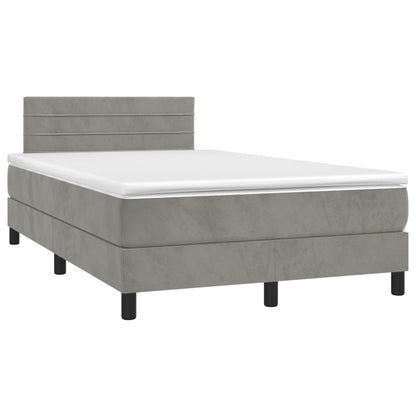 Giroletto a Molle con Materasso Grigio Chiaro 120x190cm Velluto