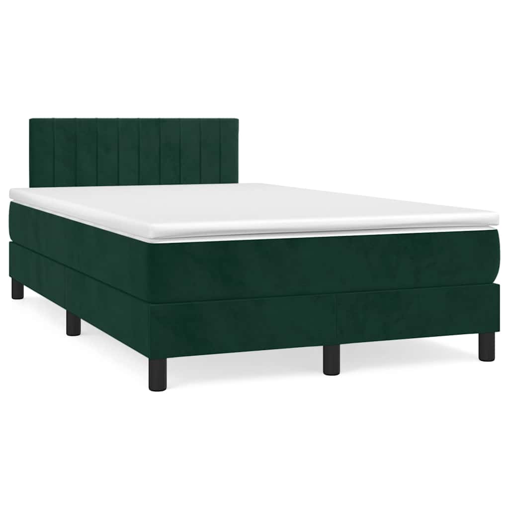 Giroletto a Molle con Materasso Verde Scuro 120x190 cm Velluto