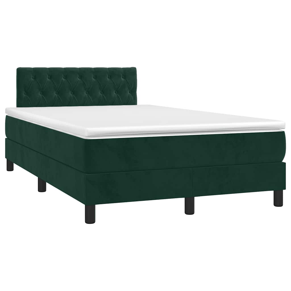 Giroletto a Molle con Materasso Verde Scuro 120x190 cm Velluto