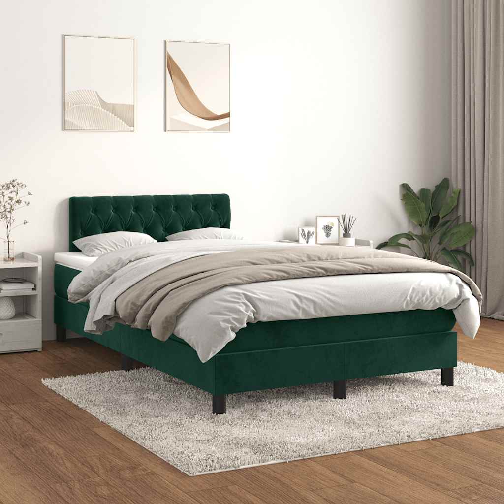 Giroletto a Molle con Materasso Verde Scuro 120x190 cm Velluto