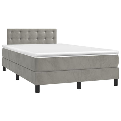 Giroletto a Molle con Materasso Grigio Chiaro 120x190cm Velluto