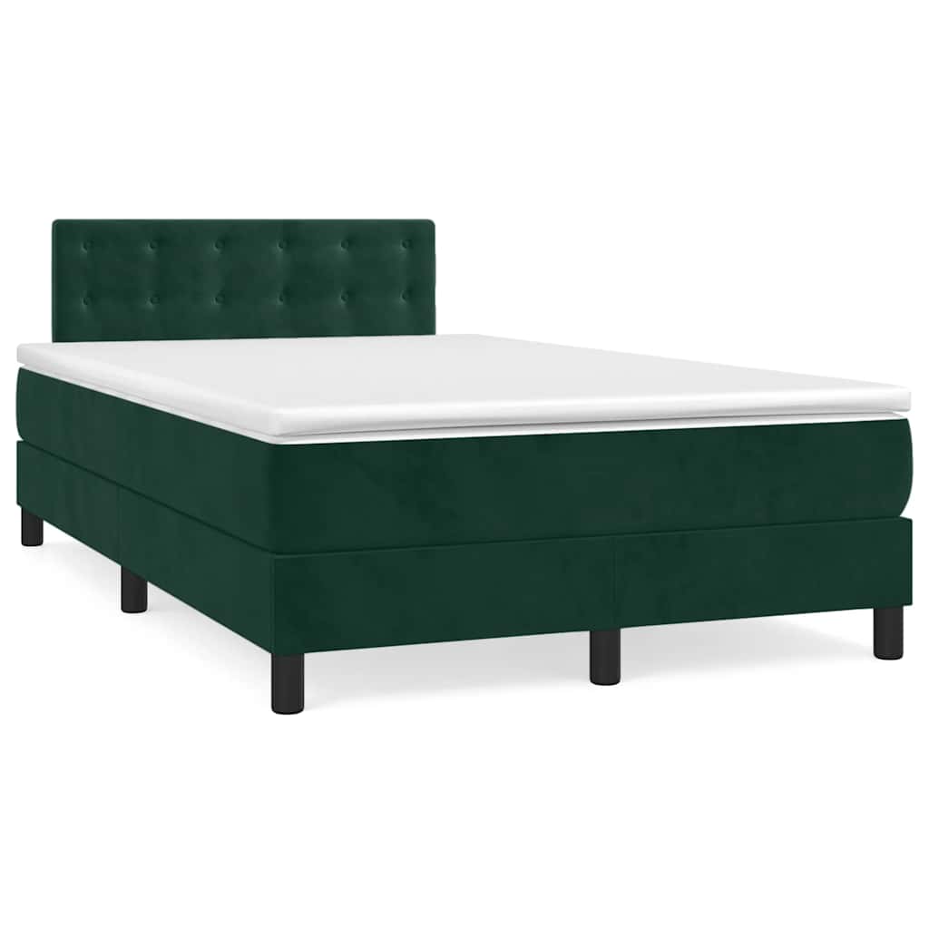 Giroletto a Molle con Materasso Verde Scuro 120x190 cm Velluto