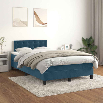 Giroletto a Molle con Materasso Blu Scuro 120x190 cm in Velluto