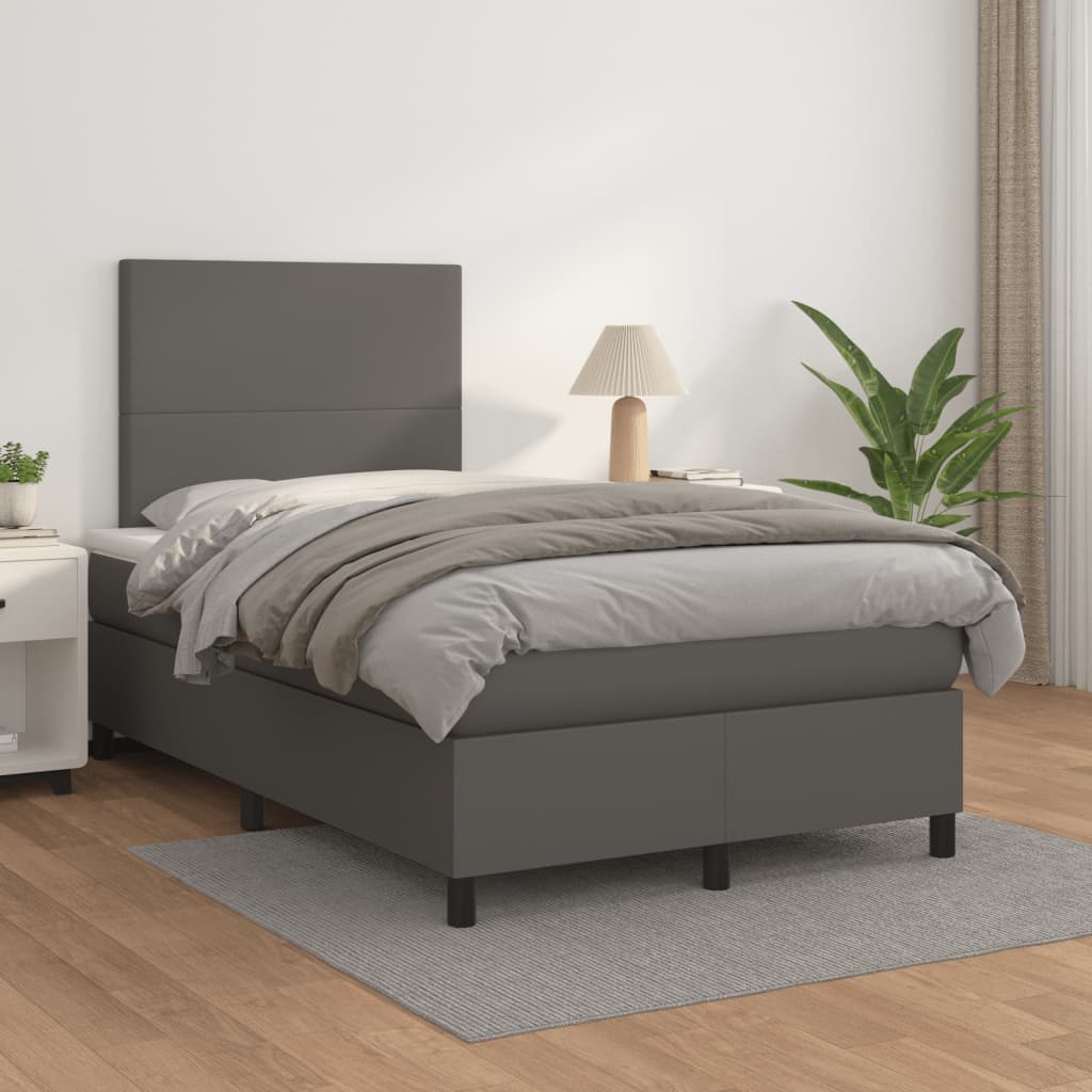Giroletto a Molle con Materasso Grigio 120x190 cm in Similpelle