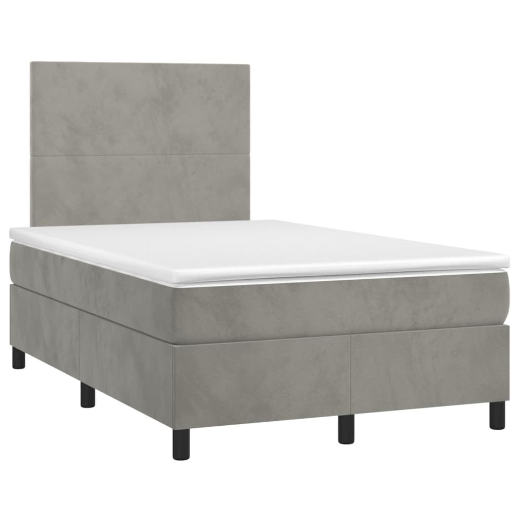Giroletto a Molle con Materasso Grigio Chiaro 120x190cm Velluto